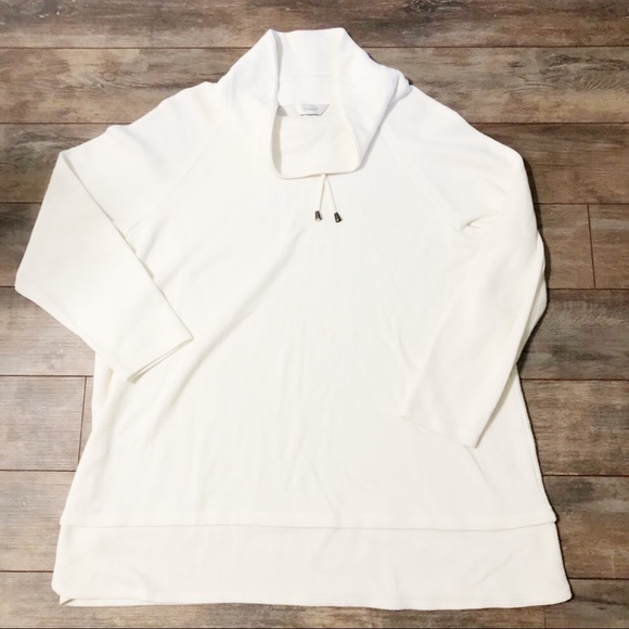 CJ Banks Sweaters - CJ Banks Cowl-neck Ivory Stacked Pullover NWOT